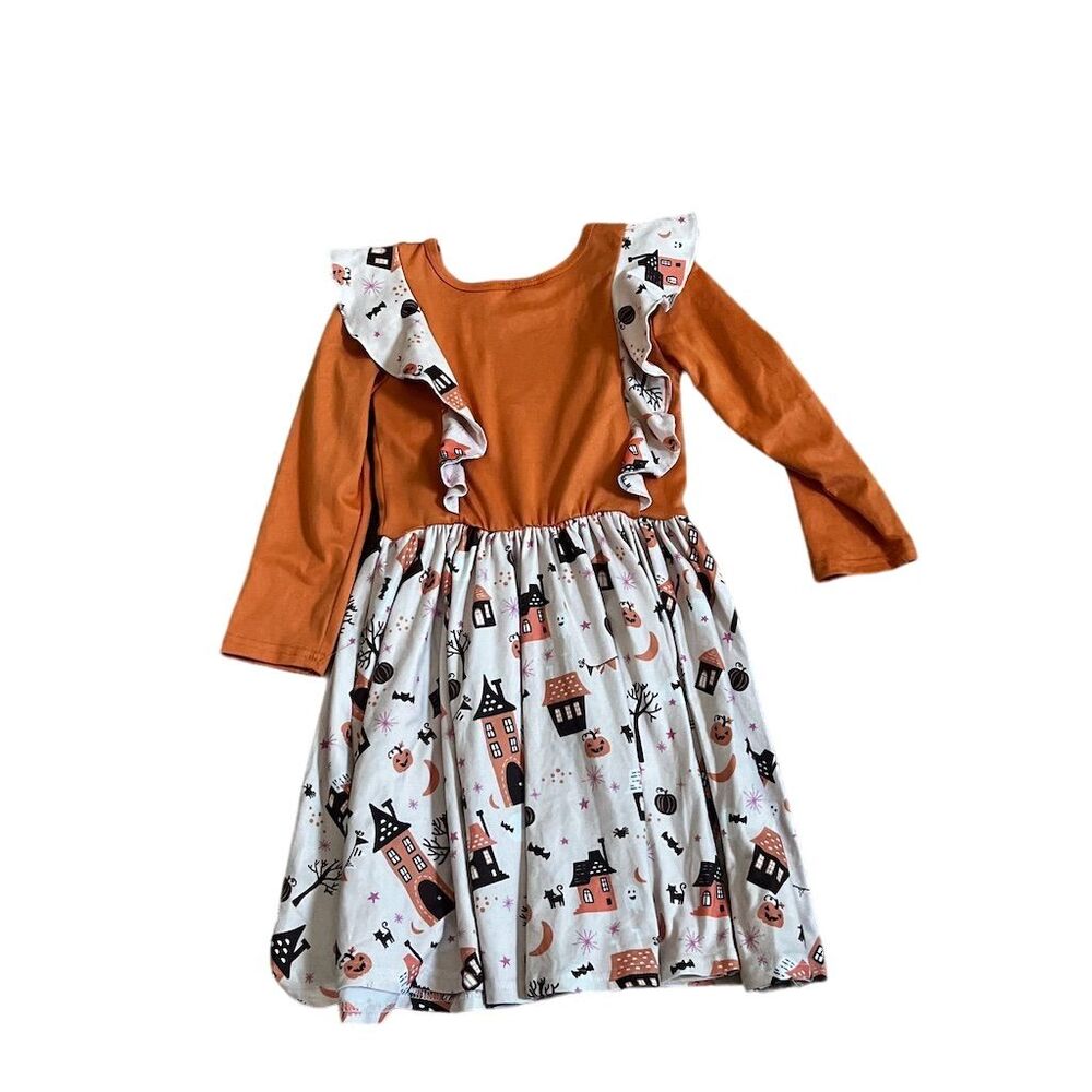 Dot Dot Smile Girls Halloween Dress Haunted House Print Size 5-6 Long Sleeve